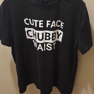 SHEIN graphic black t-shirt CUTE FACE CHUBBY WAIST"size 2xl